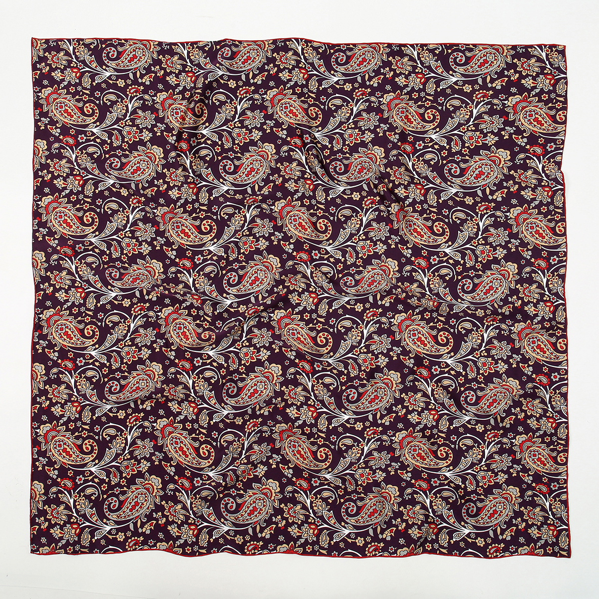 Deep Plum Paisley Silk Scarf