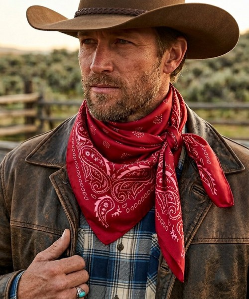 Deep Red Paisley Silk Scarf
