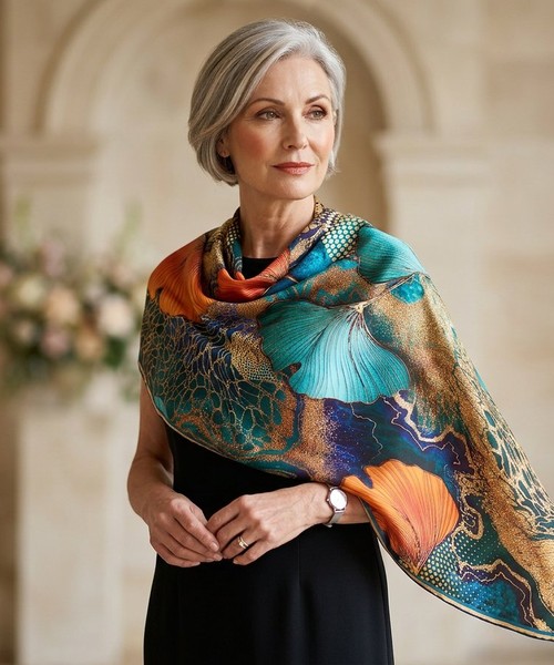 Ginkgo Leaf Silk Scarf